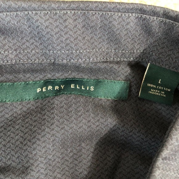Perry Ellis Shirt Mens Large Blue Everyday Casual Preppy Classic Button Up - Picture 3 of 7